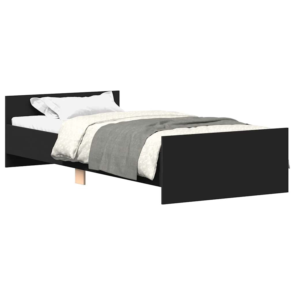 Bed Frame without Mattress Black 90x190 cm Engineered Wood