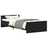 Bed Frame without Mattress Black 90x190 cm Engineered Wood - Front View