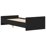 Bed Frame without Mattress Black 90x190 cm Engineered Wood - Close-Up Angle