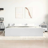 Bed Frame without Mattress White 183x203 cm King - Side View