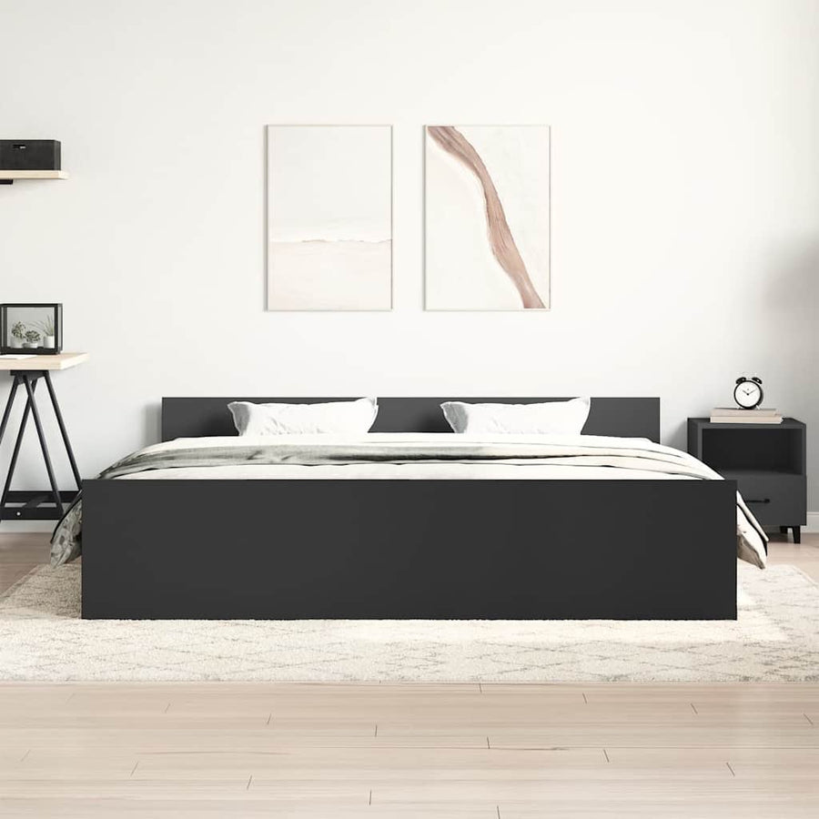 Bed Frame without Mattress Black 183x203 cm King, image 3
