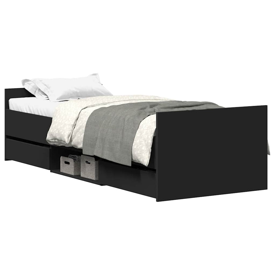 Bed Frame without Mattress Black 90x190 cm