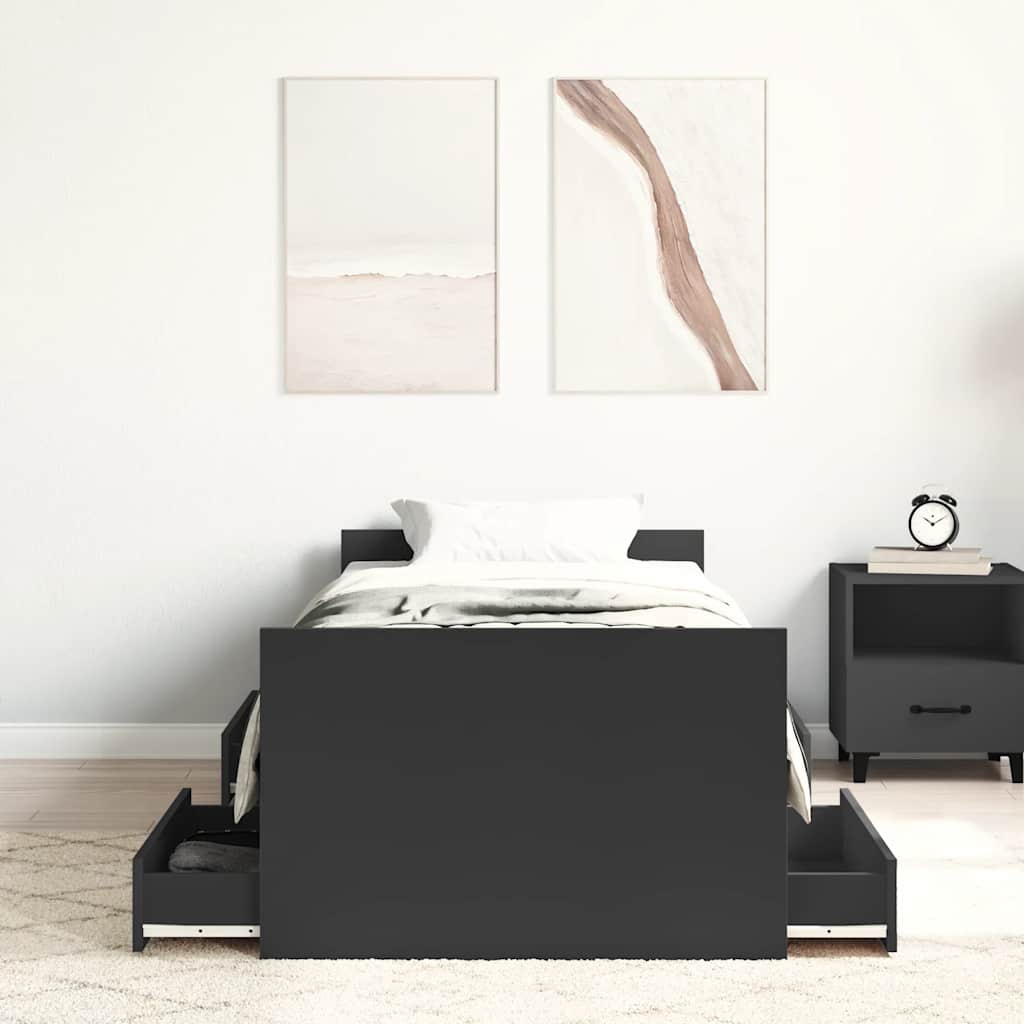 Bed Frame without Mattress Black 90x190 cm