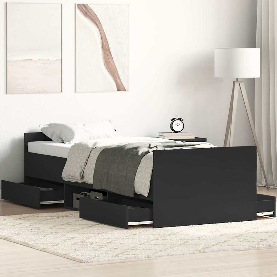 Bed Frame without Mattress Black 90x190 cm