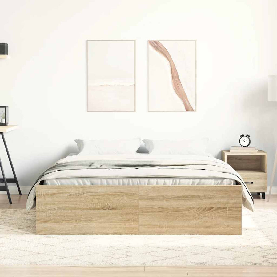 Bed Frame without Mattress Sonoma Oak 150x200 cm King Size