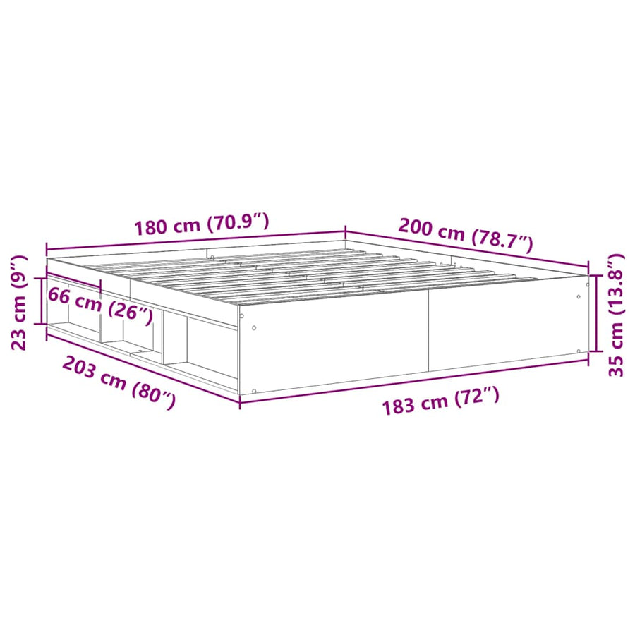Bed Frame without Mattress White 180x200 cm Super King Size, image 10