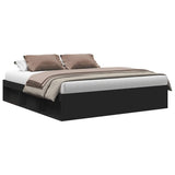 Bed Frame without Mattress Black 183x203 cm King - Front View