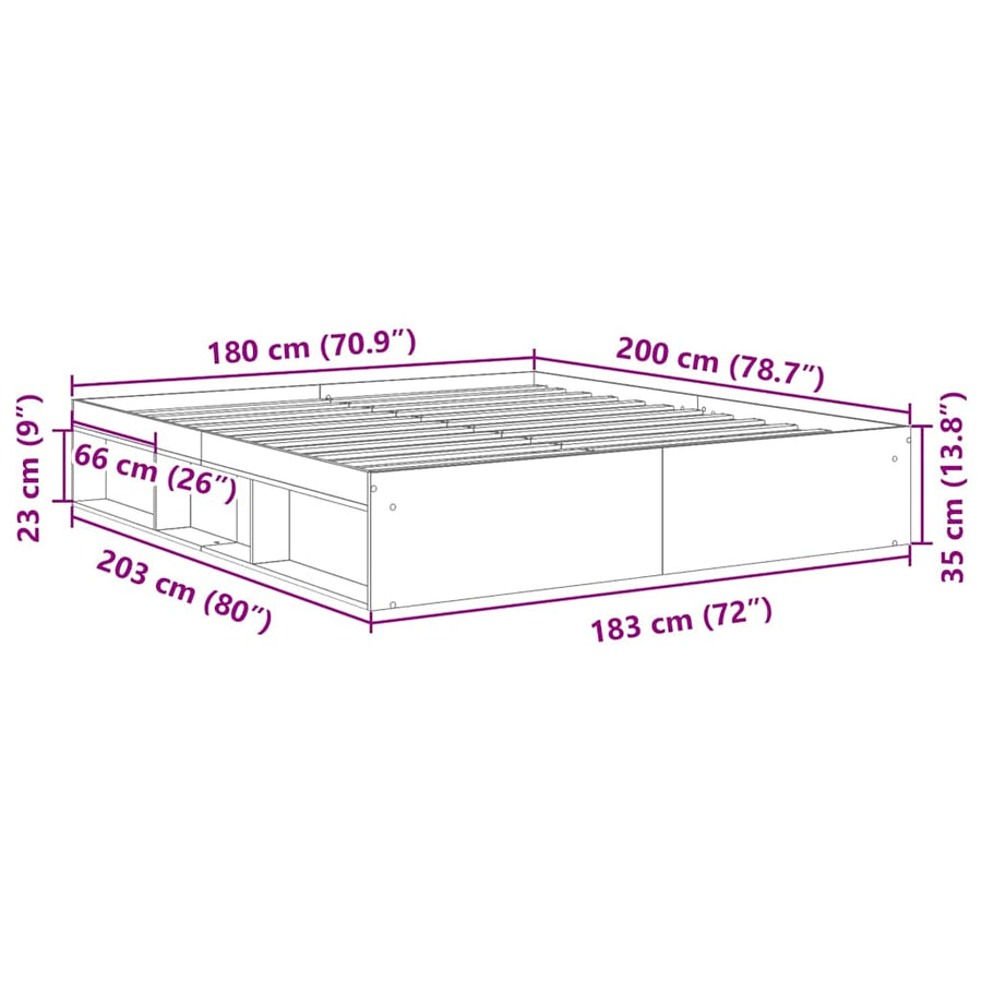 Bed Frame without Mattress Black 180x200 cm Super King Size