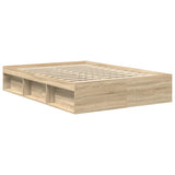Bed Frame without Mattress Sonoma Oak 135x190 cm - Close-Up Angle