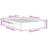 Bed Frame without Mattress Sonoma Oak 135x190 cm