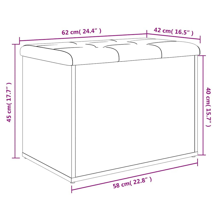 Storage Bench Sonoma Oak 62x42x45 cm Engineered Wood