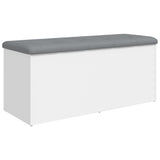 Storage Bench White 102x42x45 cm Engineered Wood - Front View