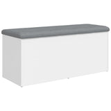 Storage Bench White 102x42x45 cm Engineered Wood - Rear View
