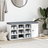 Shoe Bench White 102x32x50 cm Engineered Wood - Side View