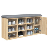 Shoe Bench Sonoma Oak 102x32x50 cm Engineered Wood - Top-Down View