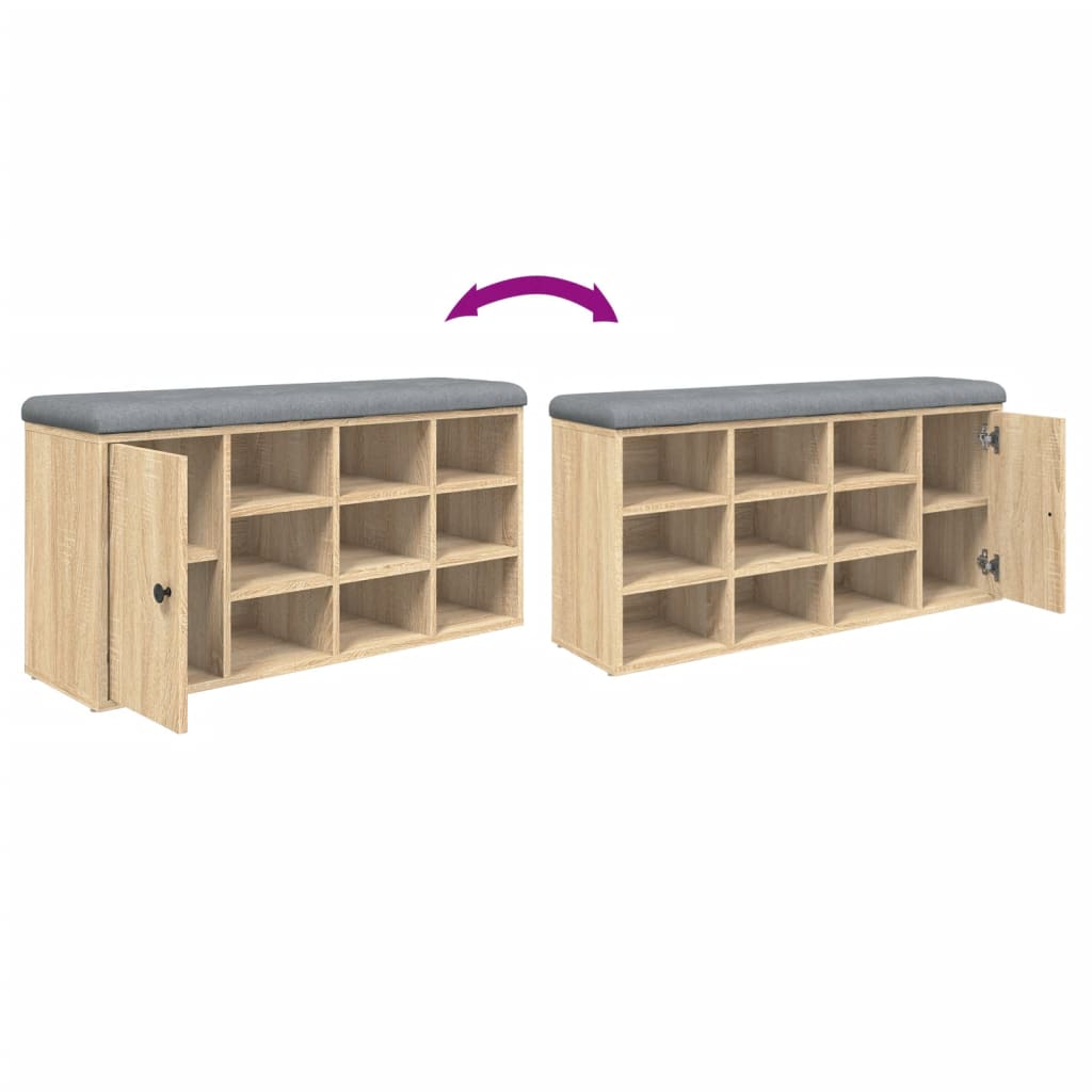 Shoe Bench Sonoma Oak 102x32x50 cm Engineered Wood