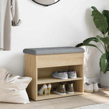 Shoe Bench Sonoma Oak 62x32x50 cm Engineered Wood - Side View