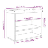 Shoe Bench Sonoma Oak 62x32x50 cm Engineered Wood - Extra Image