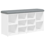 Shoe Bench White 102x32x50 cm Engineered Wood - Front View