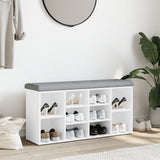 Shoe Bench White 102x32x50 cm Engineered Wood - Side View