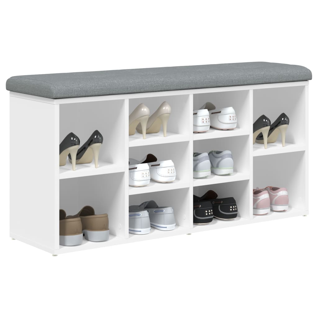 Shoe Bench White 102x32x50 cm Engineered Wood