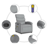 Massage Recliner Chair Light Grey Fabric - Low Angle