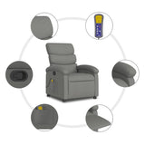 Massage Recliner Chair Dark Grey Fabric - Low Angle