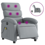Electric Massage Recliner Chair Light Grey Fabric - Front View