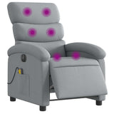 Electric Massage Recliner Chair Light Grey Fabric - Side View