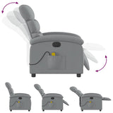 Electric Massage Recliner Chair Light Grey Fabric - Rear View