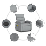 Electric Massage Recliner Chair Light Grey Fabric - Close-Up Angle