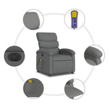 Electric Massage Recliner Chair Dark Grey Fabric - Low Angle