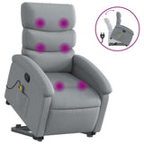 Stand up Massage Recliner Chair Light Grey Fabric - Front View