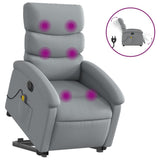 Electric Stand up Massage Recliner Chair Light Grey Fabric - Front View