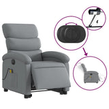Electric Stand up Massage Recliner Chair Light Grey Fabric - 45-Degree Angle