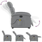 Electric Stand up Massage Recliner Chair Light Grey Fabric