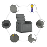 Electric Stand up Massage Recliner Chair Dark Grey Fabric - Low Angle