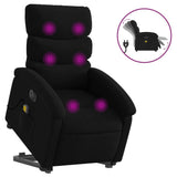 Electric Stand up Massage Recliner Chair Black Fabric - Front View
