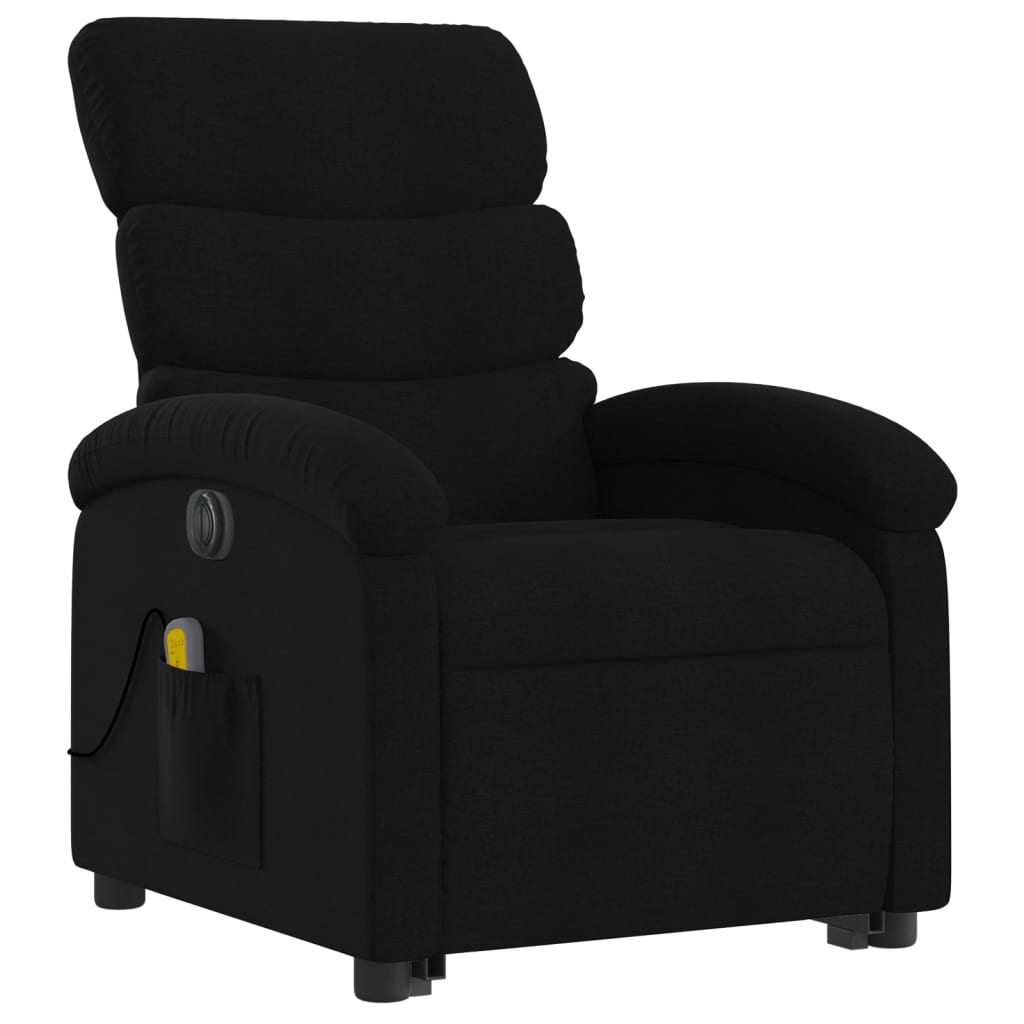 Electric Stand up Massage Recliner Chair Black Fabric