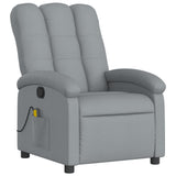 Massage Recliner Chair Light Grey Fabric - Side View