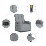 Massage Recliner Chair Light Grey Fabric - Low Angle