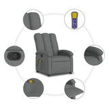Massage Recliner Chair Dark Grey Fabric - Low Angle