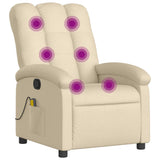 Massage Recliner Chair Cream Fabric - Front View