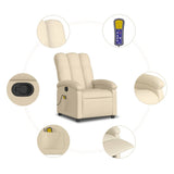 Massage Recliner Chair Cream Fabric - Low Angle