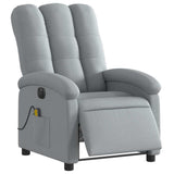 Electric Massage Recliner Chair Light Grey Fabric - Side View