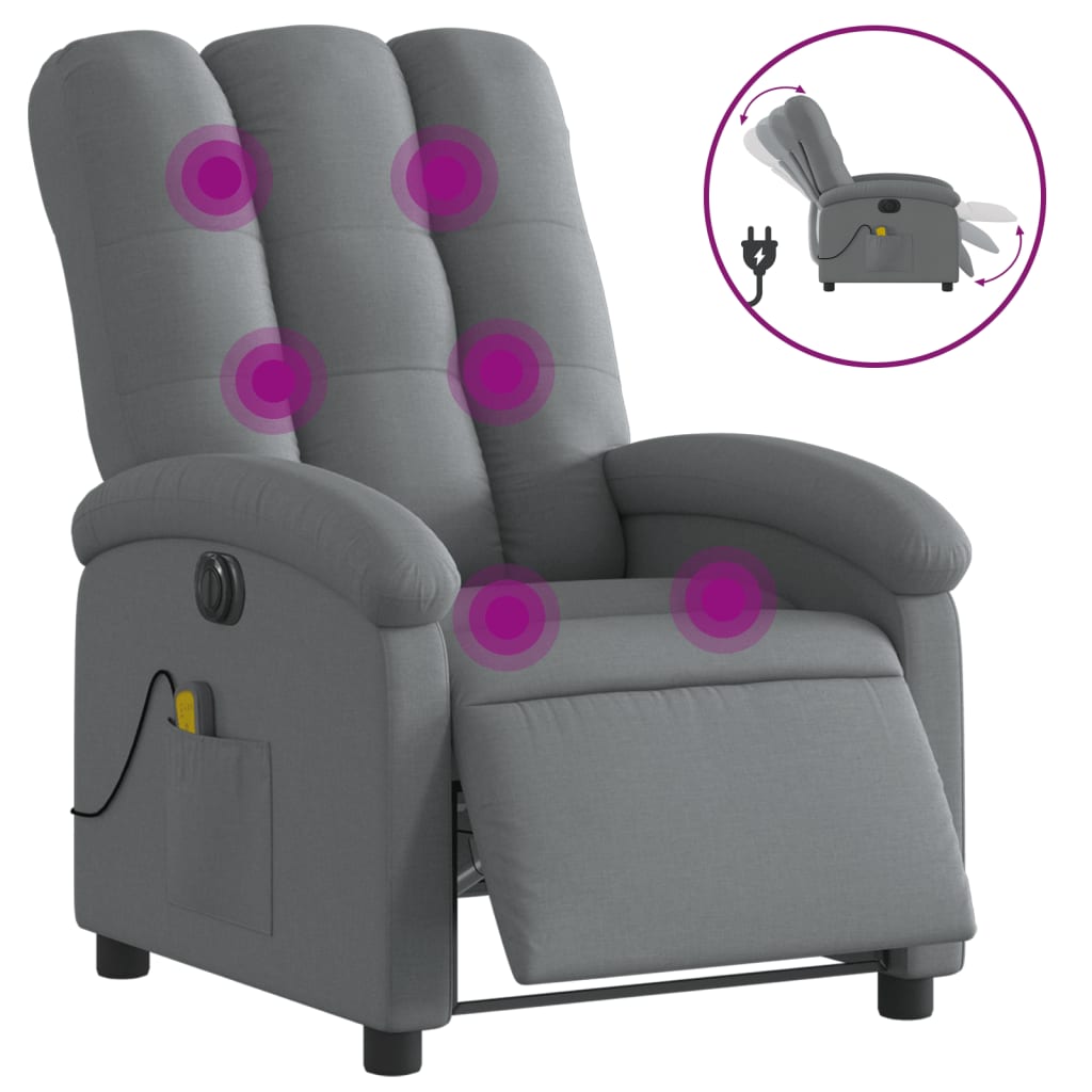 Electric Massage Recliner Chair Dark Grey Fabric