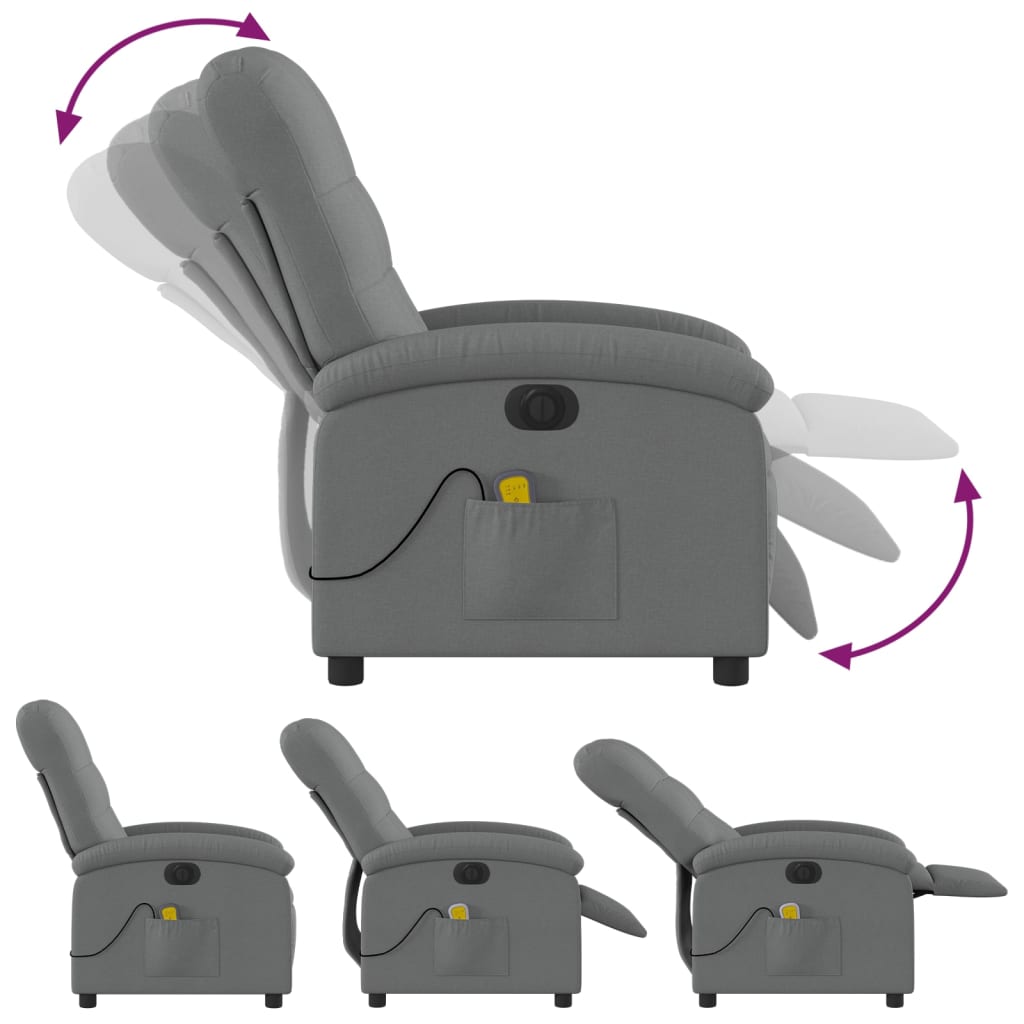 Electric Massage Recliner Chair Dark Grey Fabric