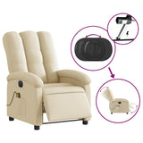 Electric Massage Recliner Chair Cream Fabric - Rear View