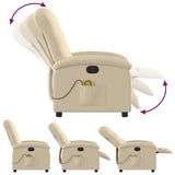 Electric Massage Recliner Chair Cream Fabric - Close-Up Angle