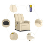 Electric Massage Recliner Chair Cream Fabric - Low Angle